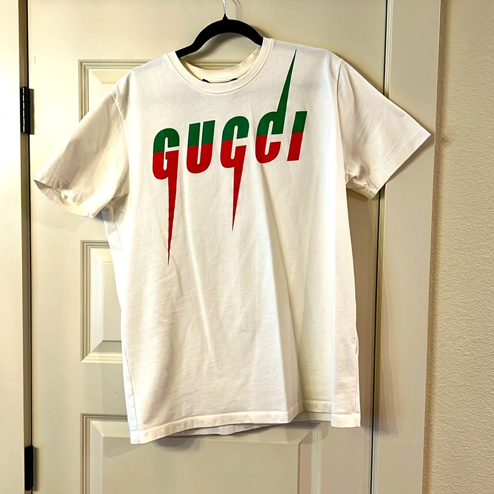 Gucci blade cream, red and green t-shirt size L